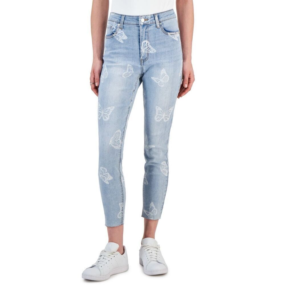 Tinseltown Juniors' Printed Mid-Rise Skinny Ankle Jeans Vintage Wash Size‎ 3/26